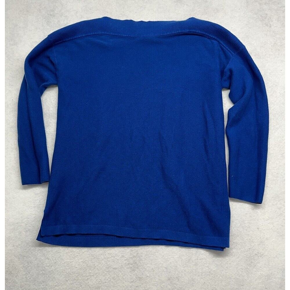 J Jill Sweater Womens Medium Sweater Blue Boat Neck Ribbed Knit 100% Cotton‎ - Picture 7 of 7